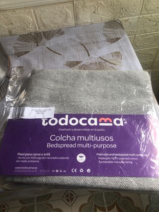 Colcha multiusos gris 125x180