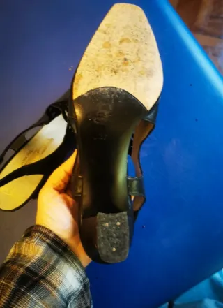 Sandalias de piel negra fiesta 37-38