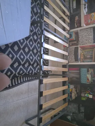 Puff cama naranja de tela