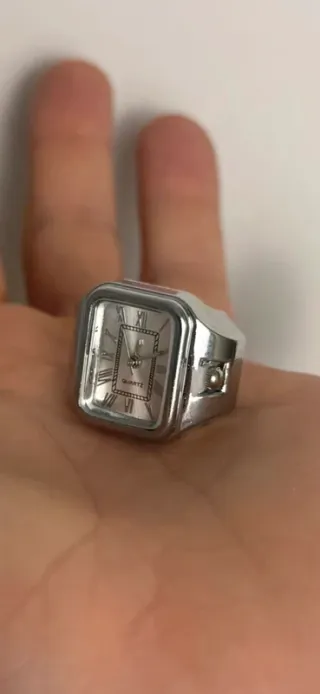 Anello Orologio Vintage Quadrato Argento