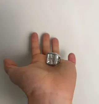 Anello Orologio Vintage Quadrato Argento