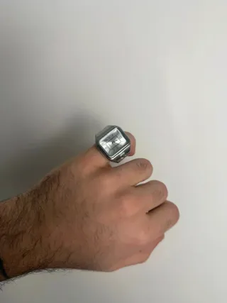 Anello Orologio Vintage Quadrato Argento