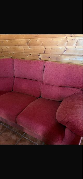 Sofá rinconera rojo de tela