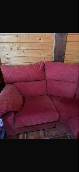 Sofá rinconera rojo de tela