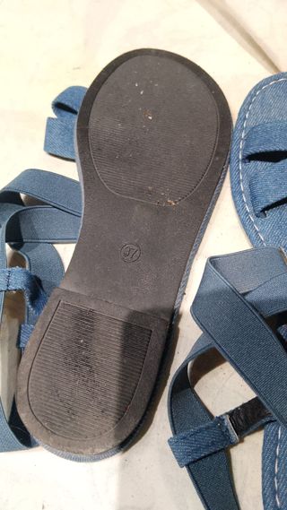 Sandalias planas tela vaquera azul T37