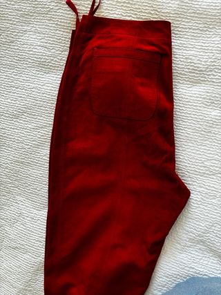 Pantalón LOEWE de Ante Rojo Forro Seda T38.