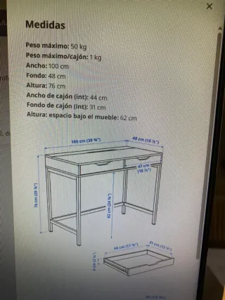 Escritorio con cajonera gris y azul