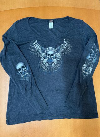Camiseta Harley-Davidson Gris Manga Larga