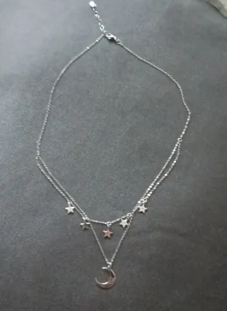 Gargantilla Lotus Plata Luna Estrellas