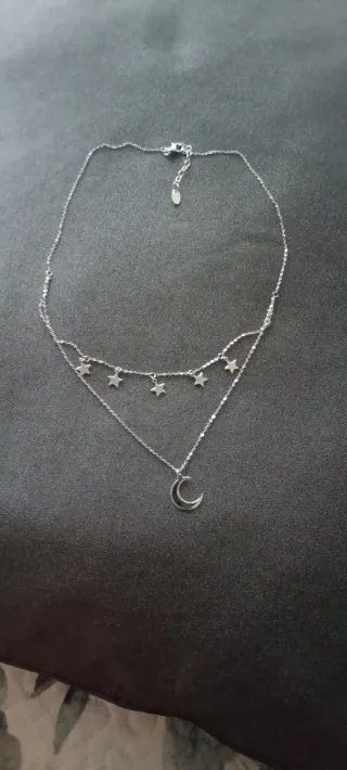 Gargantilla Lotus Plata Luna Estrellas