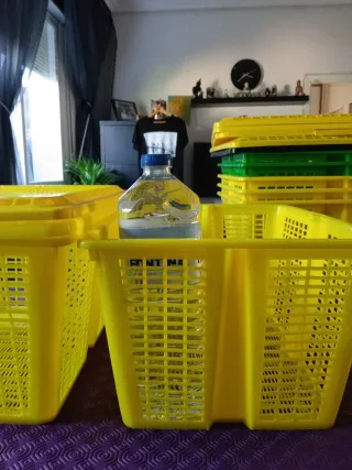 2 ceste in plastica impilabili con coperchio 40*30*23 cm