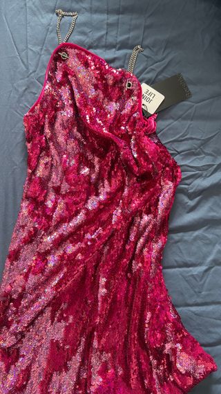 Vestido Bershka lentejuelas rosa