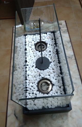 Chimenea mesa bioetanol cristal y metal