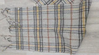 Bufanda de cuadros beige y multicolor