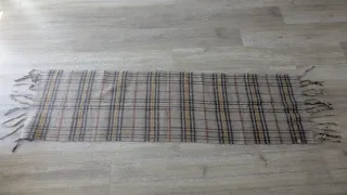 Bufanda de cuadros beige y multicolor