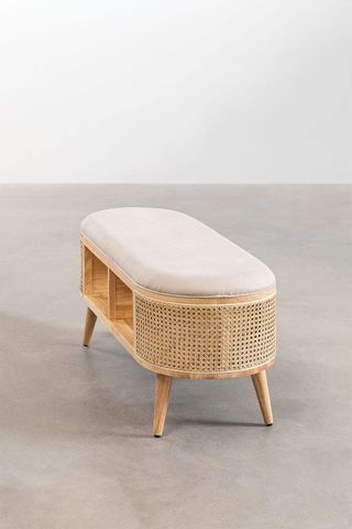 Banco SKLUM con almacenaje y ratán