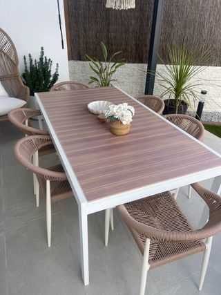 Mesa y Sillas Exterior Aluminio Ratán