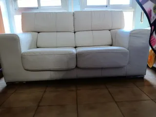 Sofá de 2 plazas piel blanco