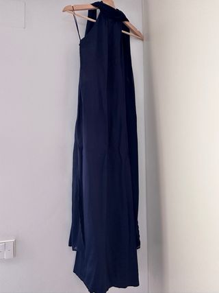 Vestido fiesta cuello halter azul