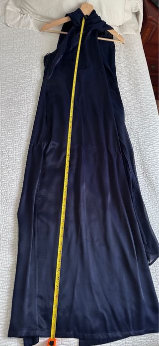 Vestido fiesta cuello halter azul