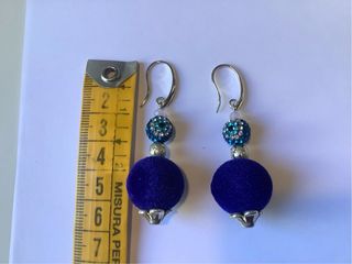 Orecchini perla velluto blu e pave’