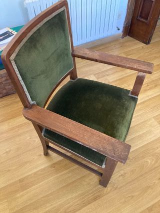 Sillón Art Déco madera y tapizado verde