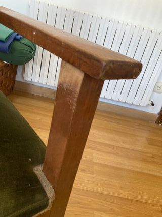 Sillón Art Déco madera y tapizado verde