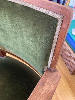 Sillón Art Déco madera y tapizado verde