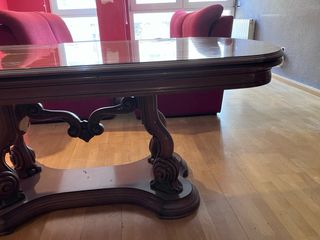 Mesa de comedor de madera de cerezo alargable