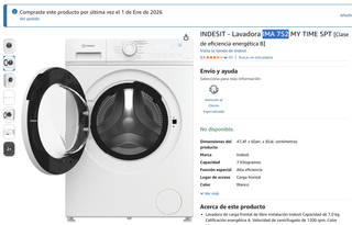 Lavadora Indesit IMA 752 MY TIME SPT 7 kg