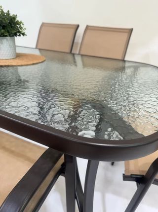 MESA DE CRISTAL + 6 SILLAS PARA TERRAZA!