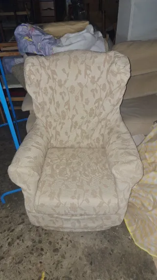 3 sillones de tela beige/multicolor