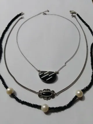 Lote 3 collares plata y negro