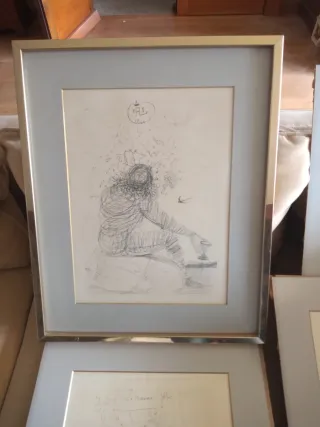 4 Láminas Las Estaciones del Año 27x37, 1 enmarcad