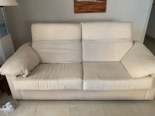 Sofá 3 plazas beige tela