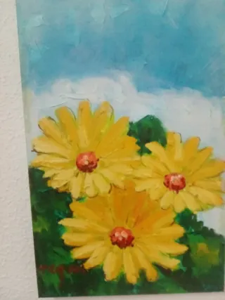 Cuadros de flores amarillas y azules