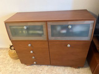 Mueble Comedor Madera y Cristal