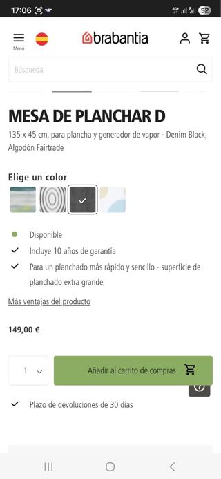 Tabla de planchar negra plegable. NUEVA