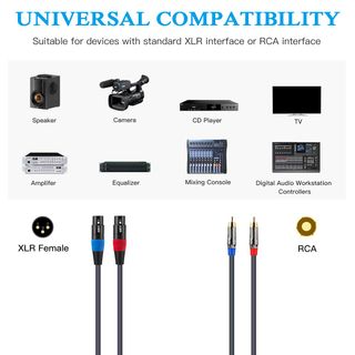 Cable dual XLR a RCA, XLR hembra a RCA macho, 25 p