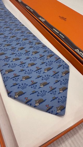 Cravatta Hermès fantasia ippopotami