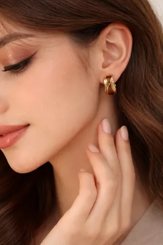 Pendientes dorados elegantes mujer | Exclusivo