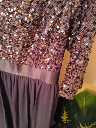 Vestido de fiesta lentejuelas gris plat.solo envio