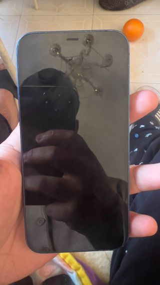 iPhone 12 Negro y Fundas Azul y Negra