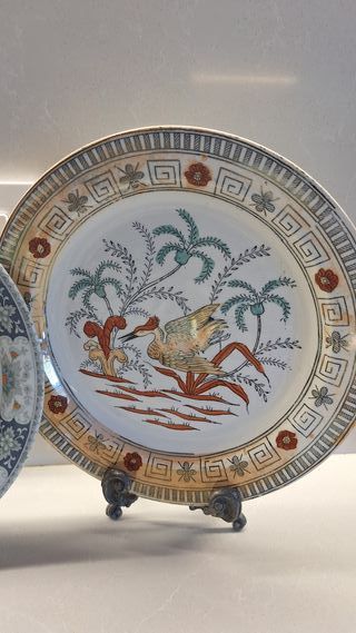 2 Platos Cerámica Diseño Oriental