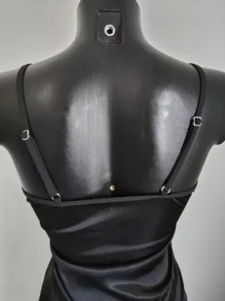 Canotta Seta Nera Pizzo Taglia S