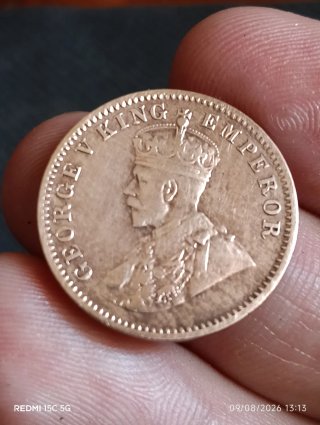 Moneda antigua de Rey Jorge V india 1917+ sello