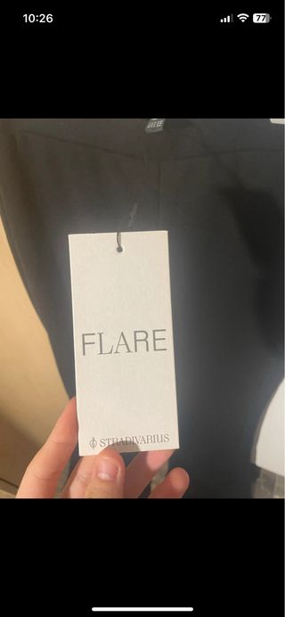 Pantalón Flare Punto Liso Negro XS