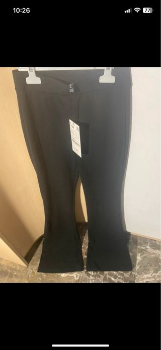 Pantalón Flare Punto Liso Negro XS
