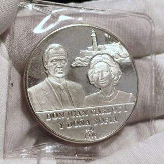 Lote 2 monedas Cuba - Visita Reyes España