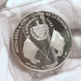 Lote 2 monedas Cuba - Visita Reyes España